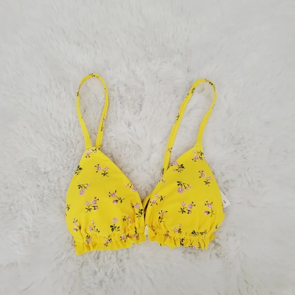 🐠AERIE PRINTED RUFFLE TRIANGLE BIKINI TOP SIZE S - Picture 4 of 8